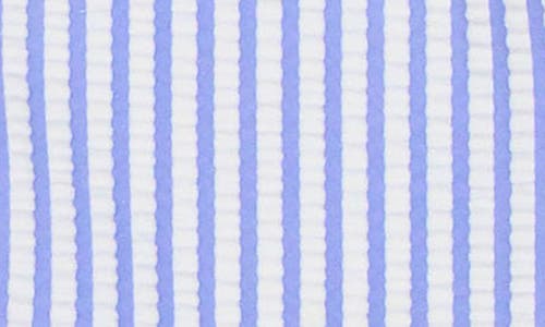 Ruggedbutts Seersucker One-piece Swimsuit & Sun Hat Set In Blue