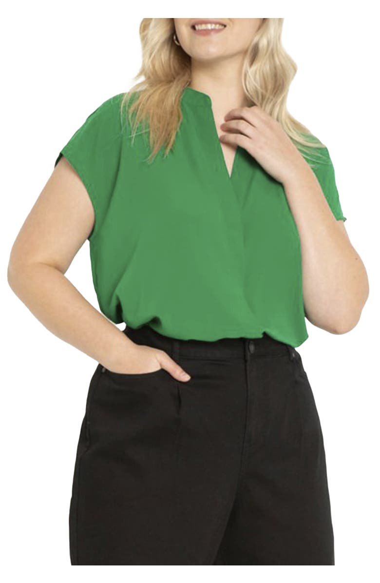 ELOQUII Notch Collar Blouse, Main, color, Kelly Green