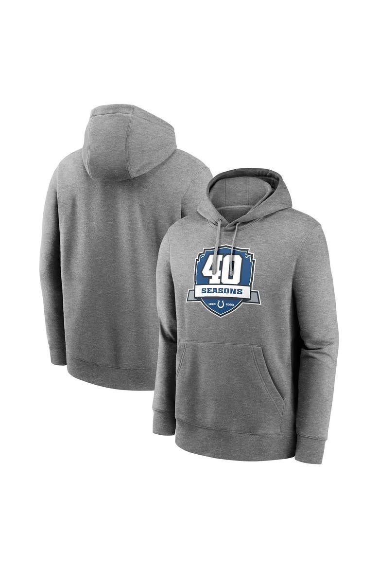 Men's Nike Heather Gray Indianapolis Colts 40th Anniversary Club Pullover Hoodie, Main, color, Heather Gray