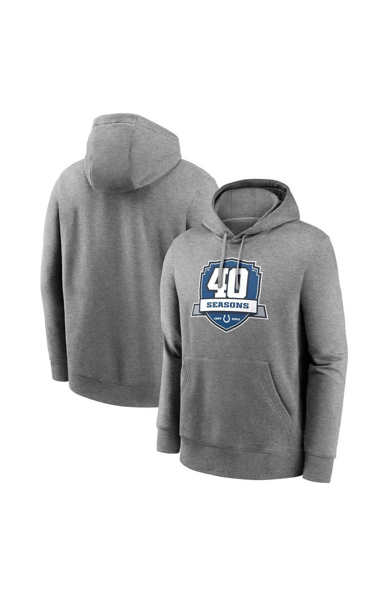 Nike Men's Nike Heather Gray Indianapolis Colts 40th Anniversary Club Pullover Hoodie, Main, color, Heather Gray