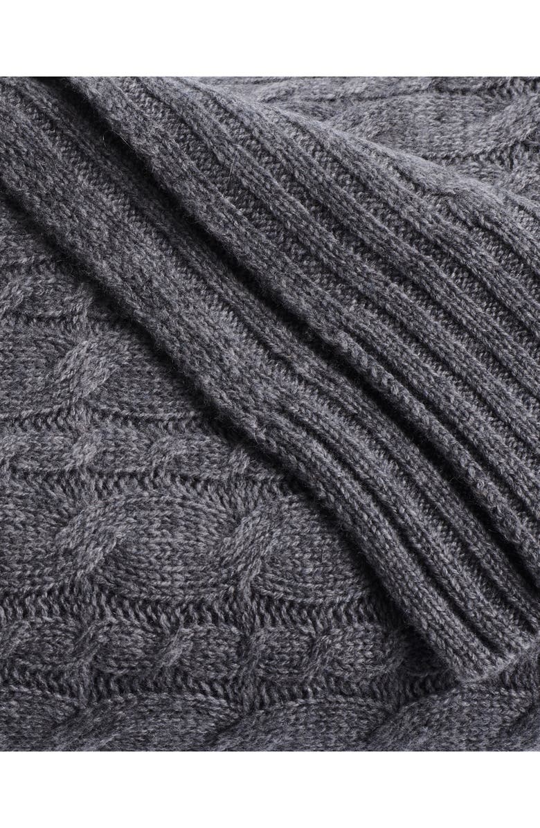 Petite Plume Wool & Cashmere Cable Throw Blanket, Alternate, color, Grey