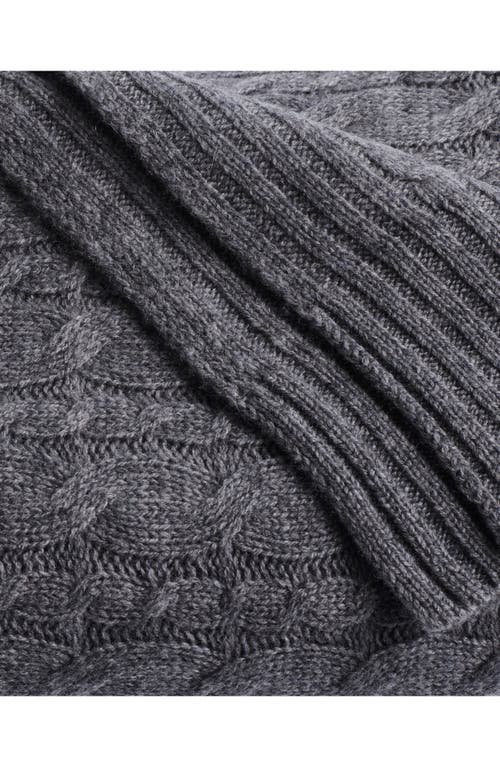 Petite Plume Wool & Cashmere Cable Throw Blanket In Grey