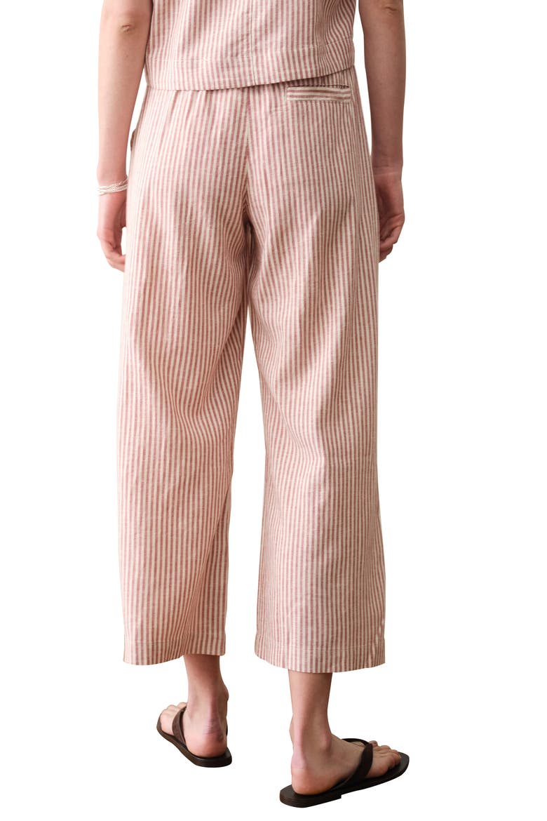 Allison Stripe Pull-On Crop Wide Leg Hemp Blend Pants, Alternate, color, RUST STRIPE