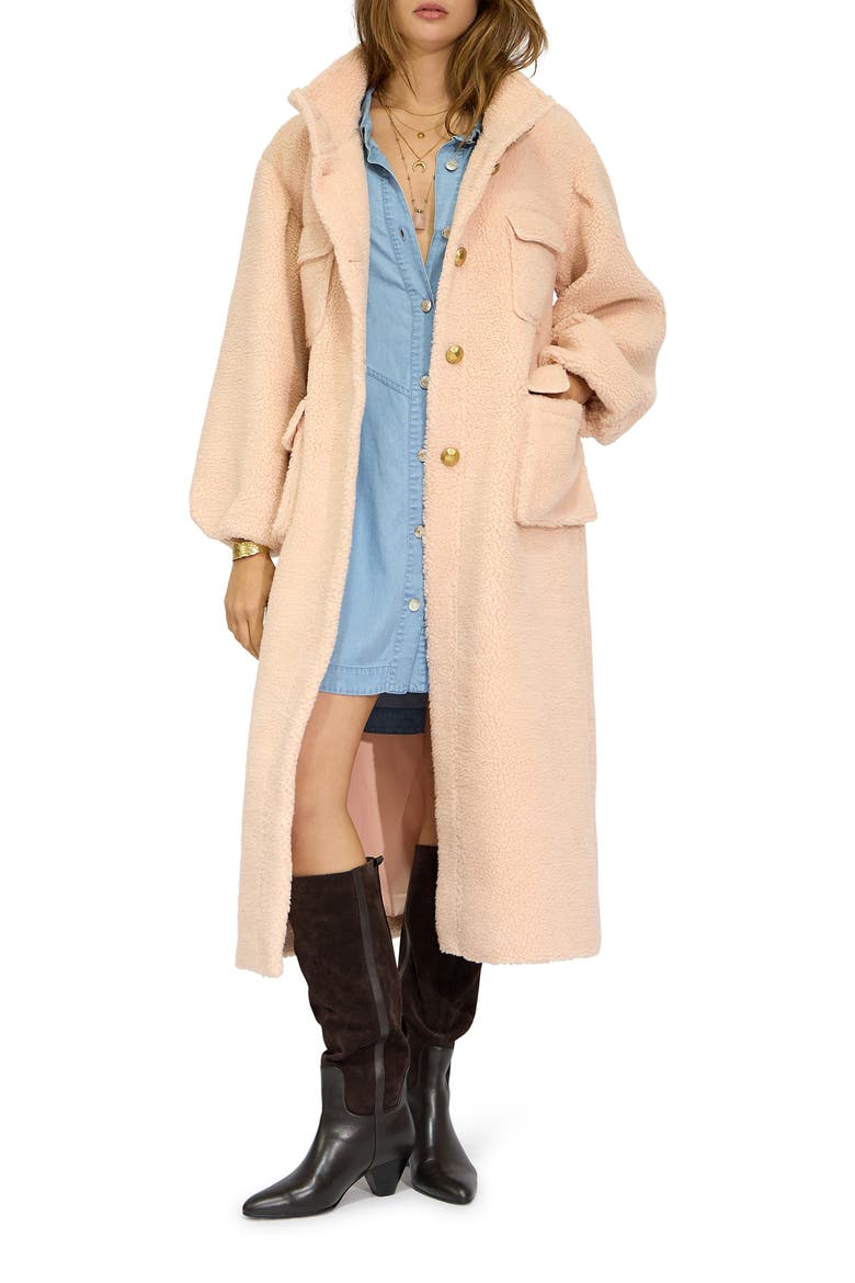 Cozy Nights Faux Shearling Bouclé Coat, Alternate, color, DUSTY PINK