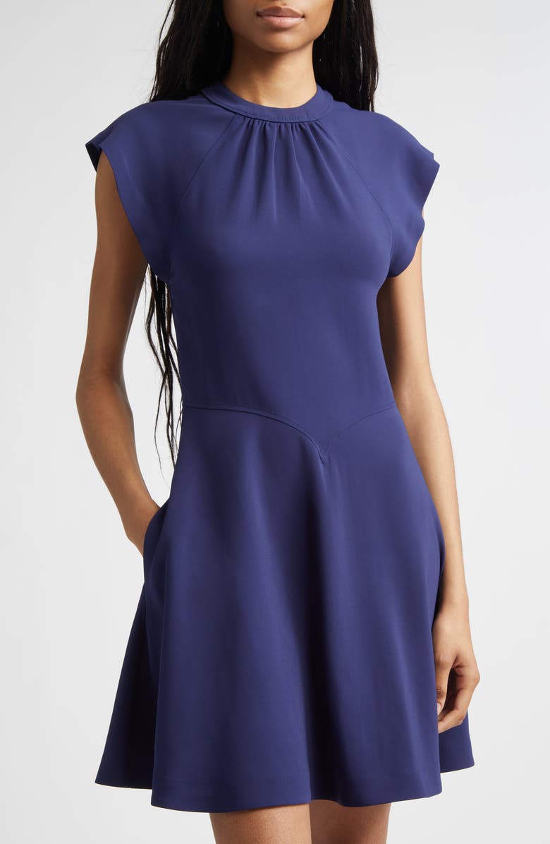 Stella McCartney Gathered Cap Sleeve Dress, Alternate, color, Indigo