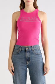 Von Dutch Rhinestone Ribbed Tank