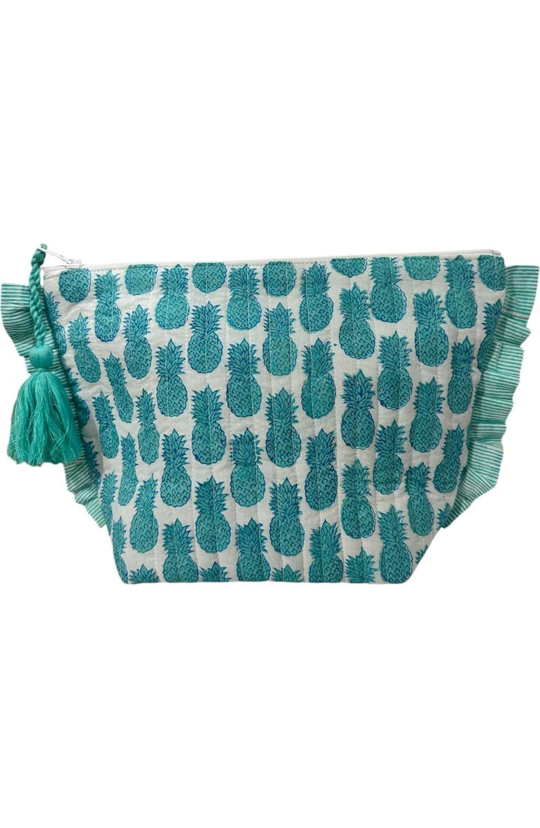 Mer St. Barth La Plage Ruffle Pouch, Main, color, Pineapple Crush Lagoon