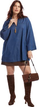 June + Vie Cotton Denim Blouse
