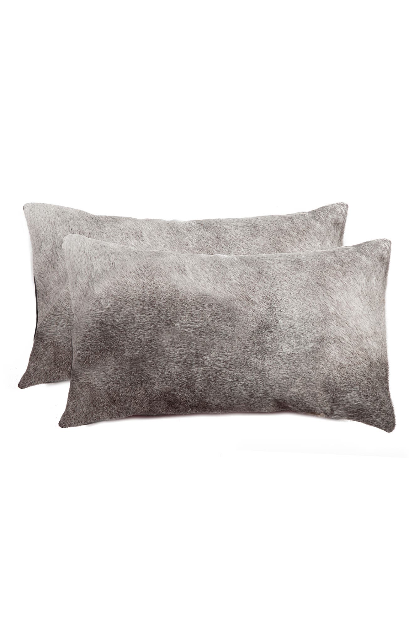 NATURAL Torino Genuine Cowhide Pillow - Set of 2 - 12"x20" - Natural