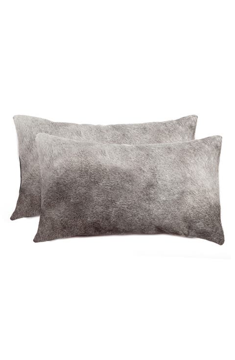 Torino Genuine Cowhide Pillow - Set of 2 - 12"x20" - Natural