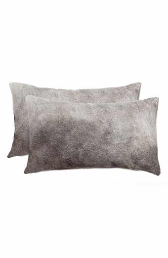 NATURAL Torino Genuine Cowhide Pillow - Set of 2 - 12"x20" - Natural