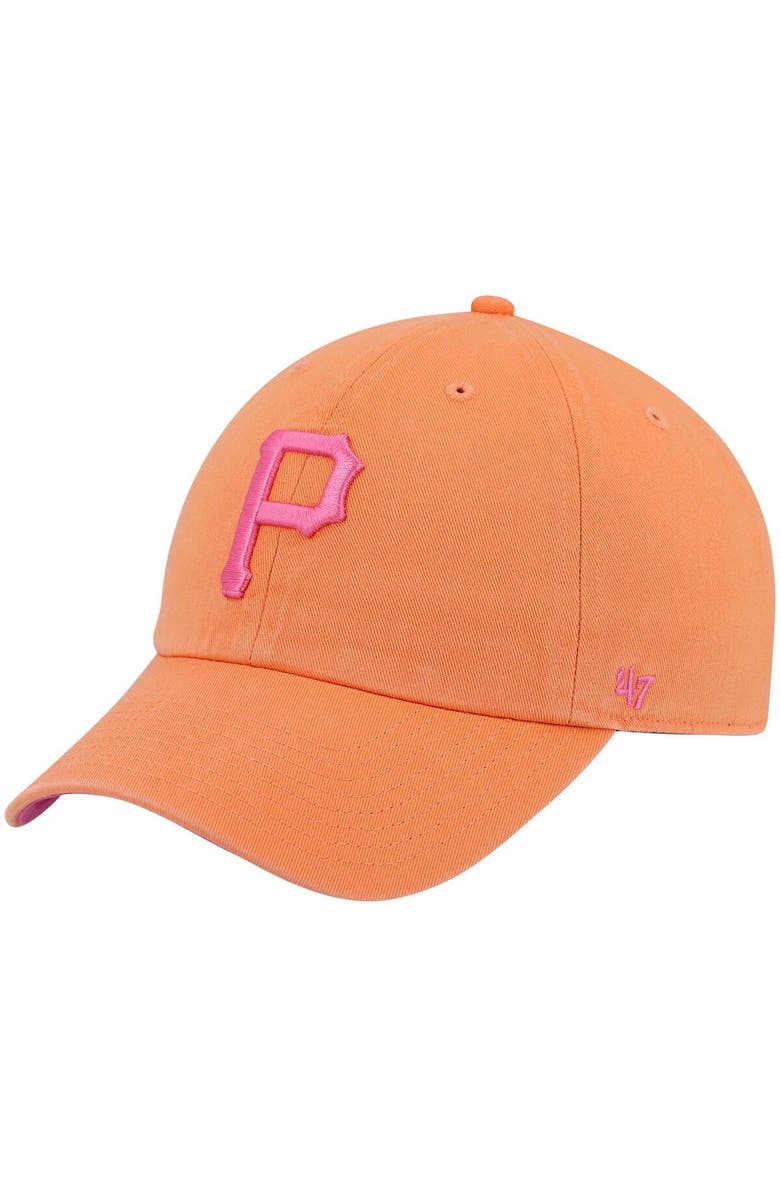 '47 Men's '47 Orange Pittsburgh Pirates Mango Magenta Undervisor Clean Up Adjustable Hat, Main, color,