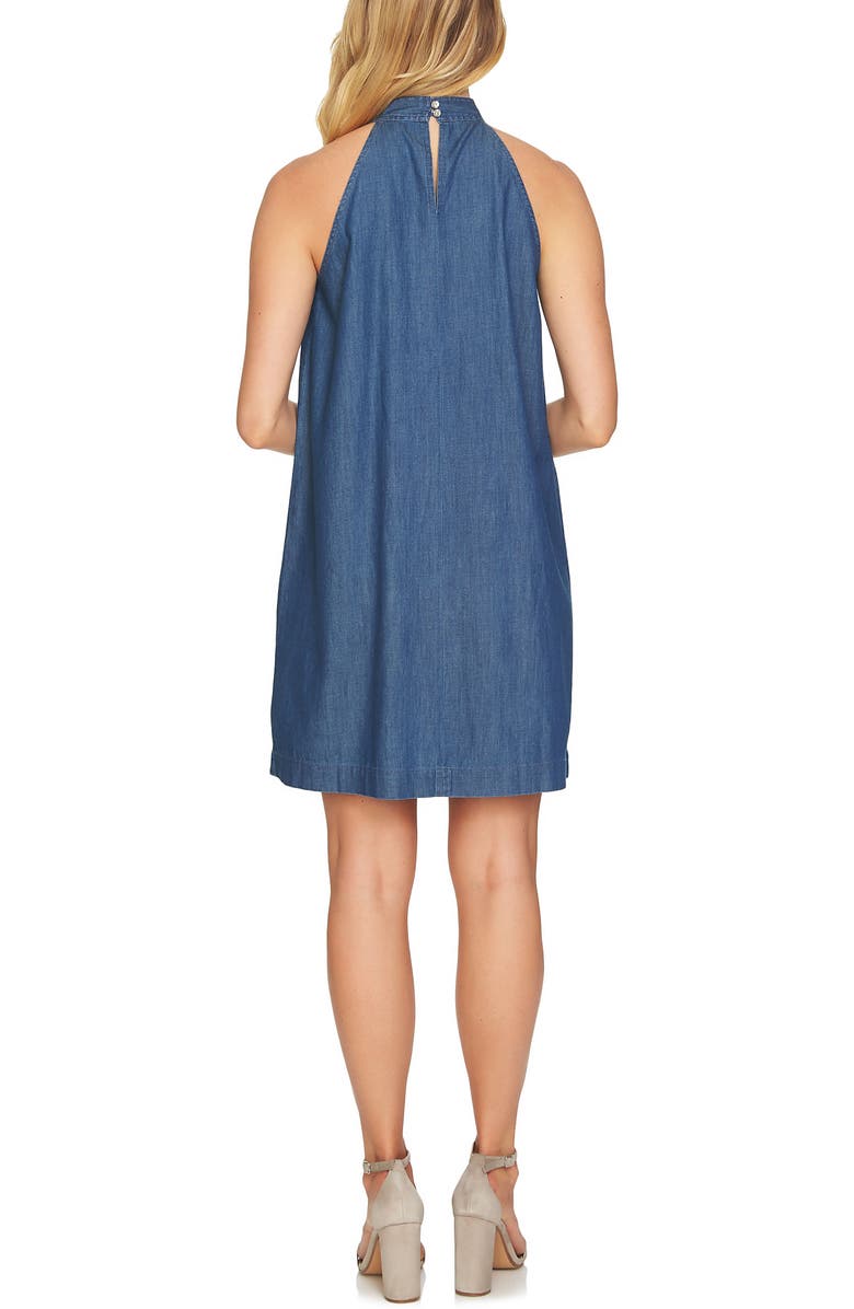 CeCe Denim Halter Dress, Alternate, color, 