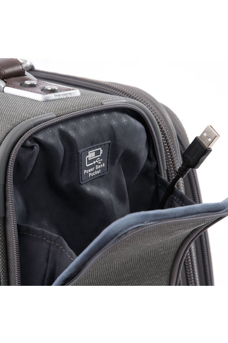 Platinum Elite 16" Underseat Spinner Tote Bag with USB Port, Alternate, color, Vintage Grey
