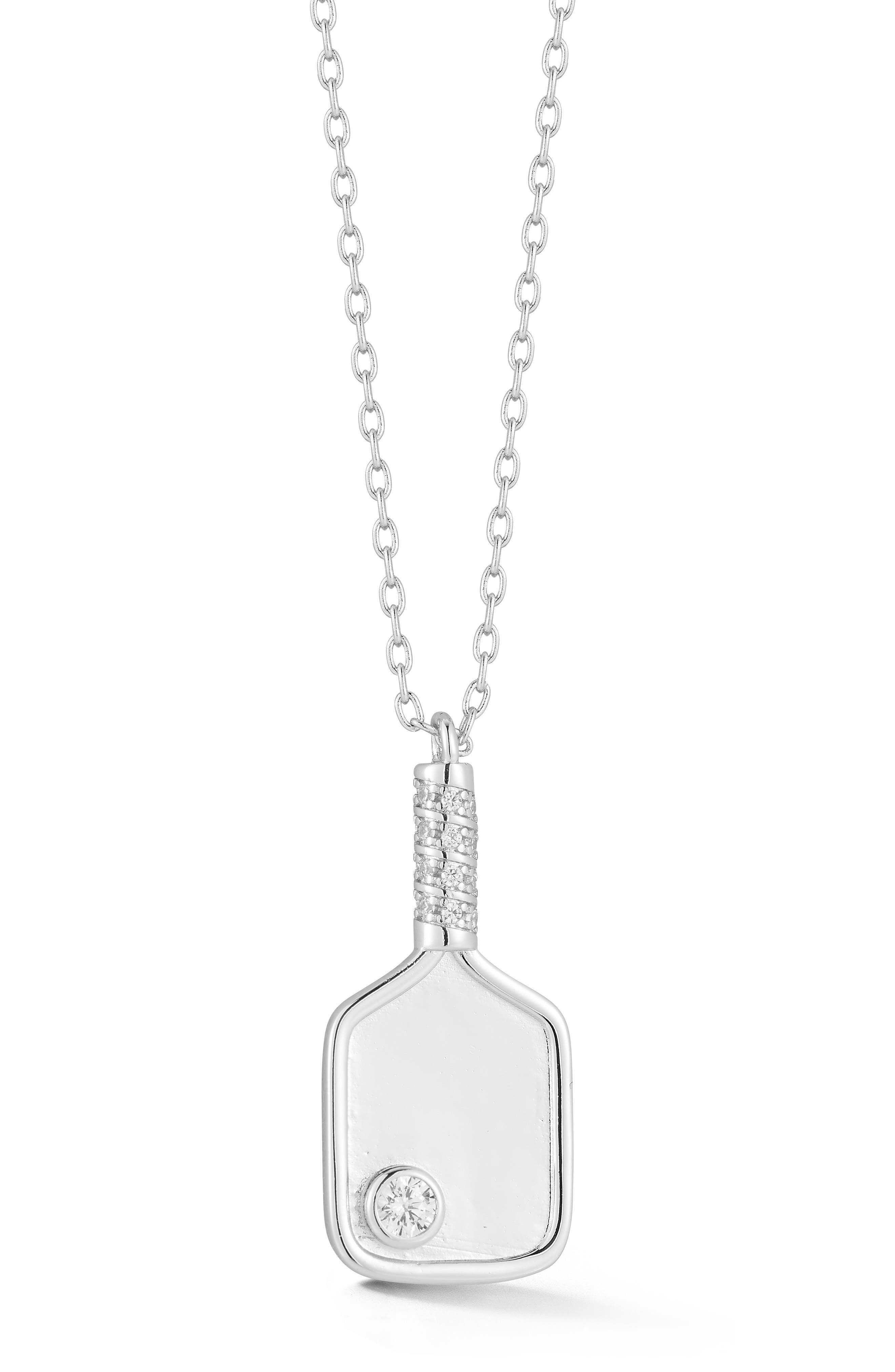 Sphera Milano Pickleball Paddle Pendant Necklace In Silver