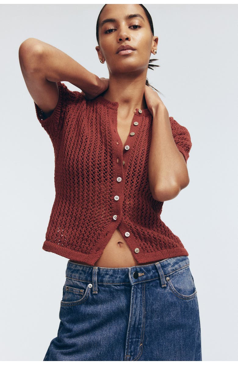 H&M Pointelle-knit cardigan, Main, color, 