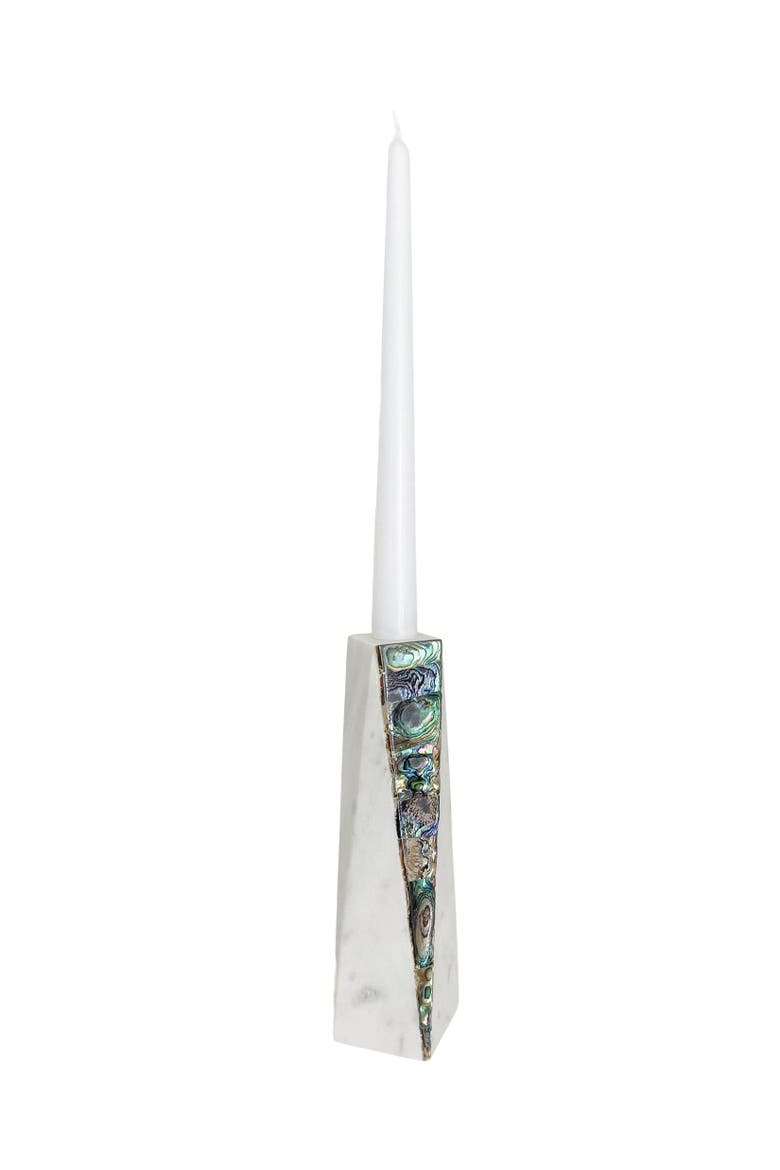 Rainbow Pearl Marble Candle Holder, Main, color, White
