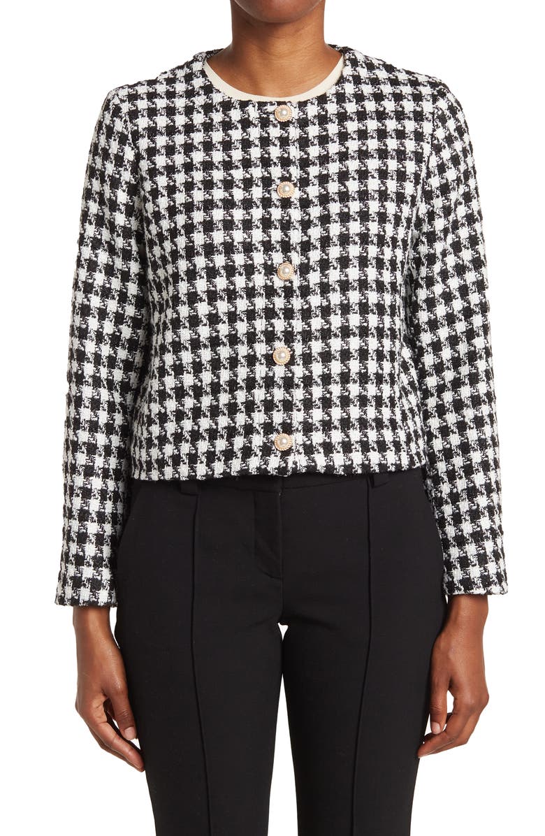 PLM Houndstooth Tweed Crop Jacket, Alternate, color, 