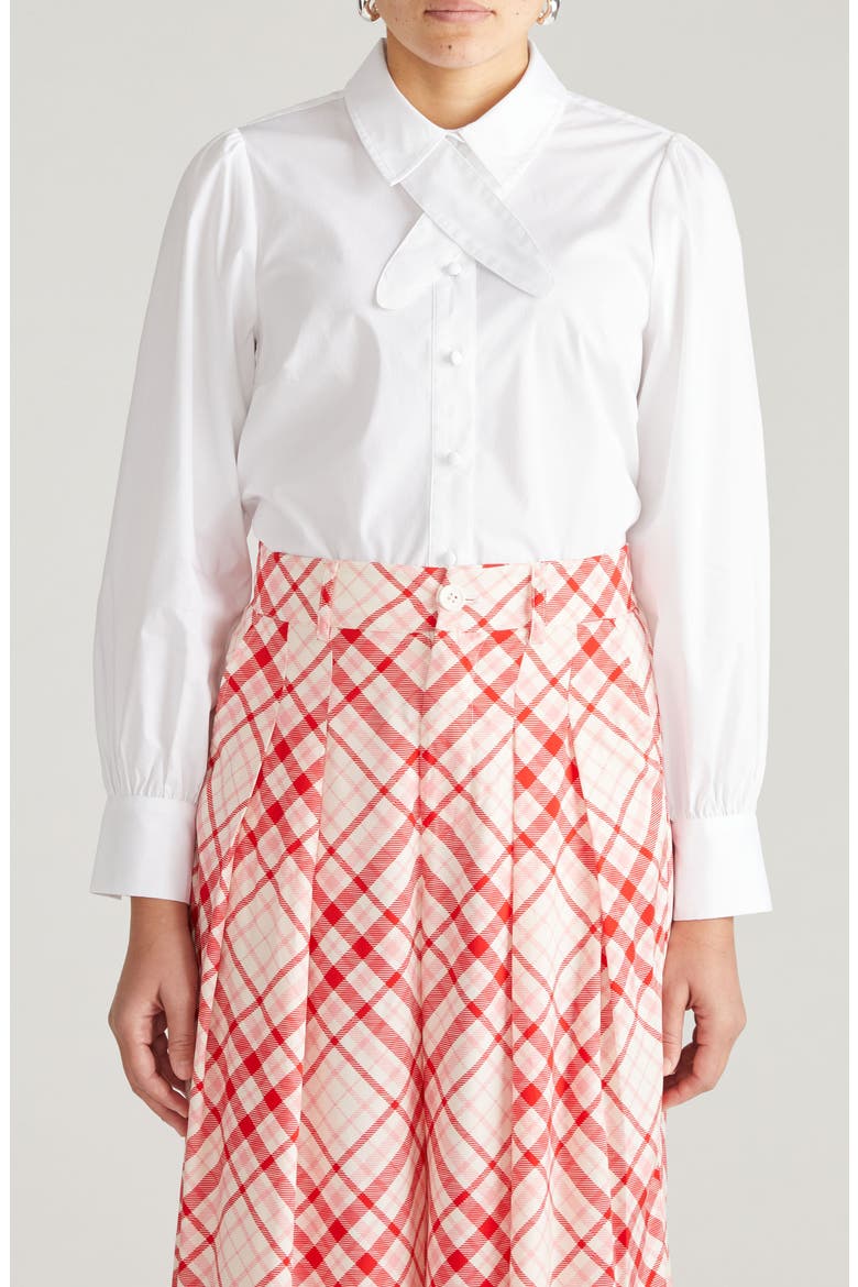 Janet Stretch Poplin Button-Up Shirt, Main, color, WHITE