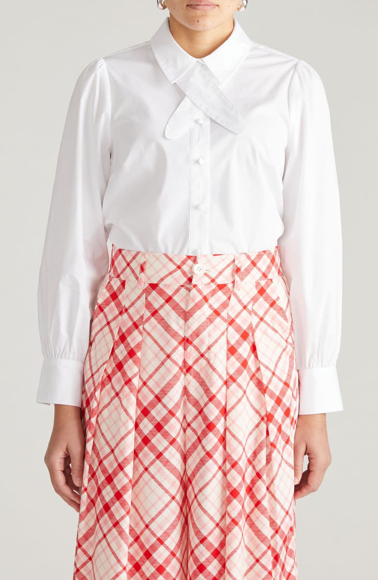 Universal Standard Janet Stretch Poplin Button-Up Shirt, Main, color, White