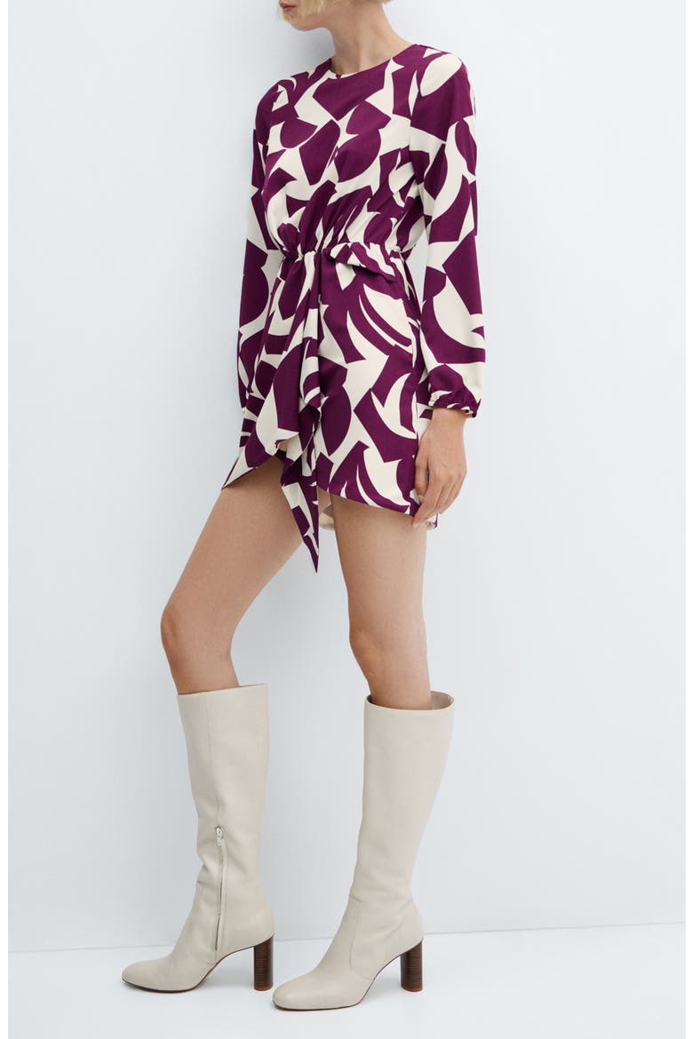 Murcia Print Long Sleeve Minidress, Alternate, color, DARK RED
