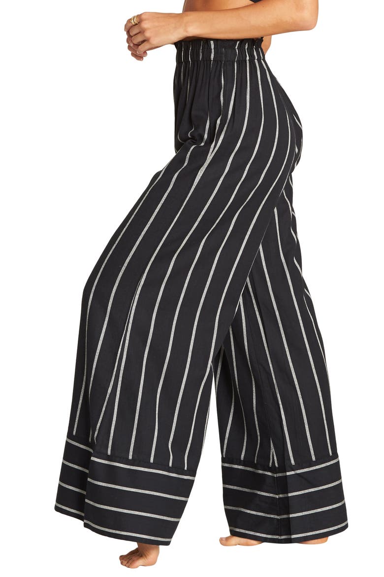 Flip Out Stripe Wide Leg Pants, Alternate, color, BLACK