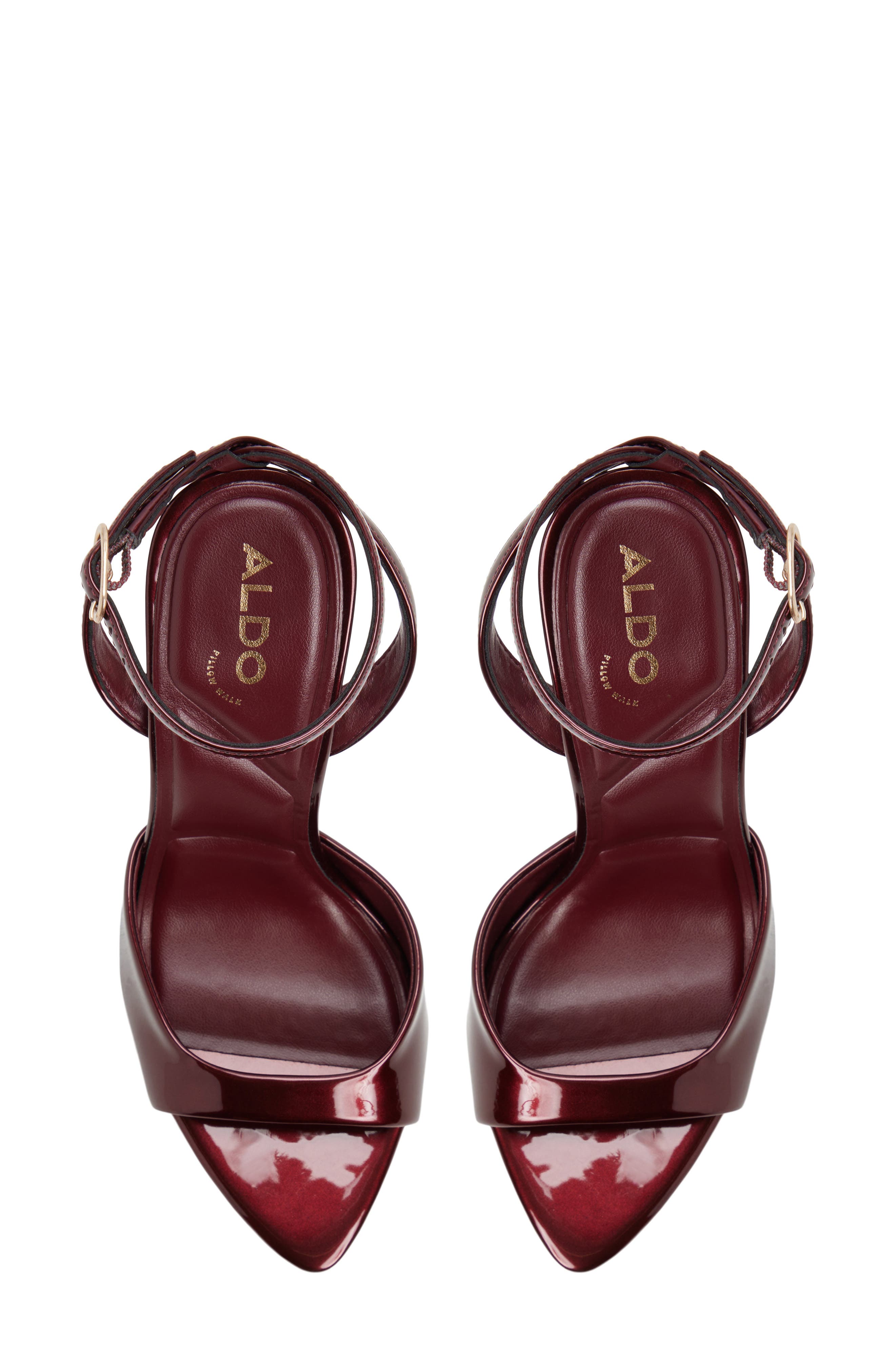 ALDO Forevermore Ankle Strap Pointed Toe Sandal, Alternate, color, Medium Red