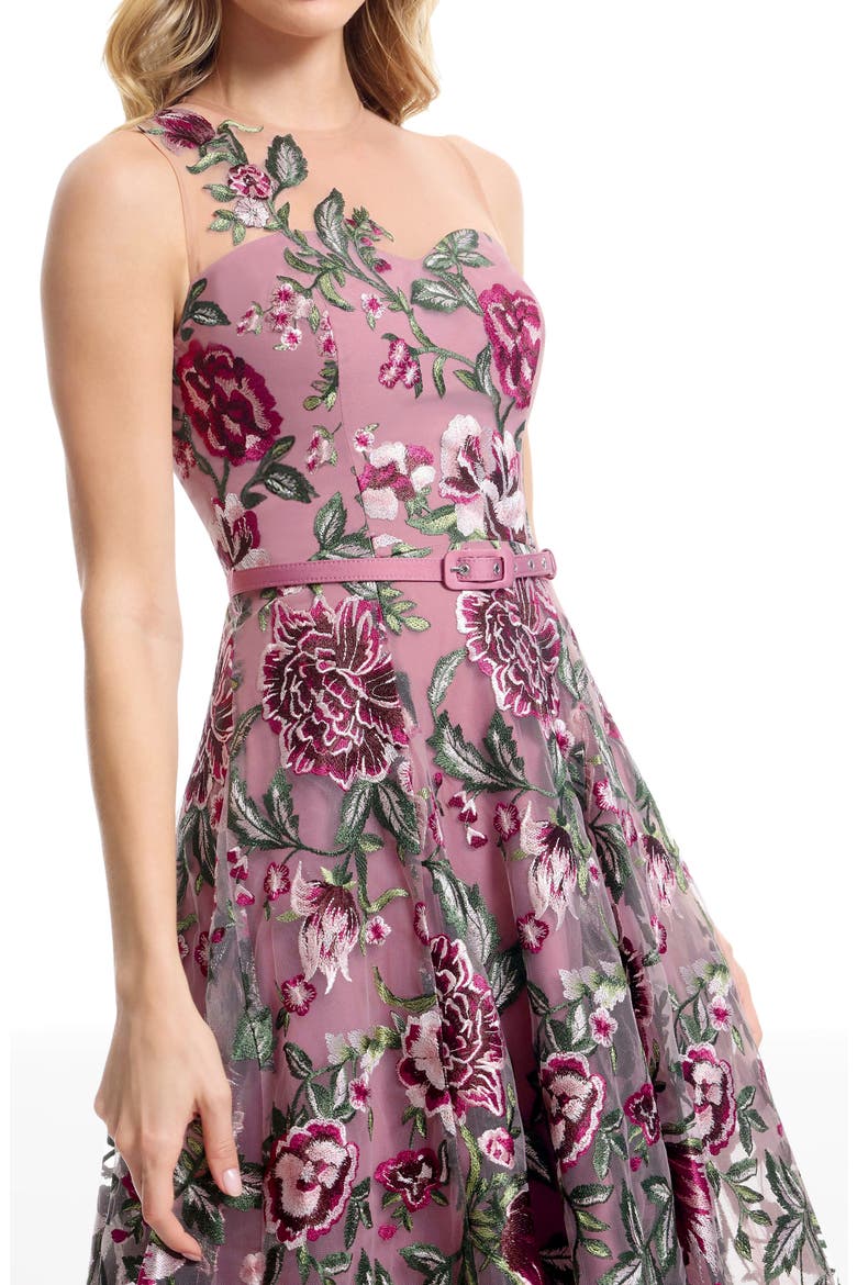 Rosemary Floral Embroidery Cocktail Midi Dress, Alternate, color, BLUSH MULTI