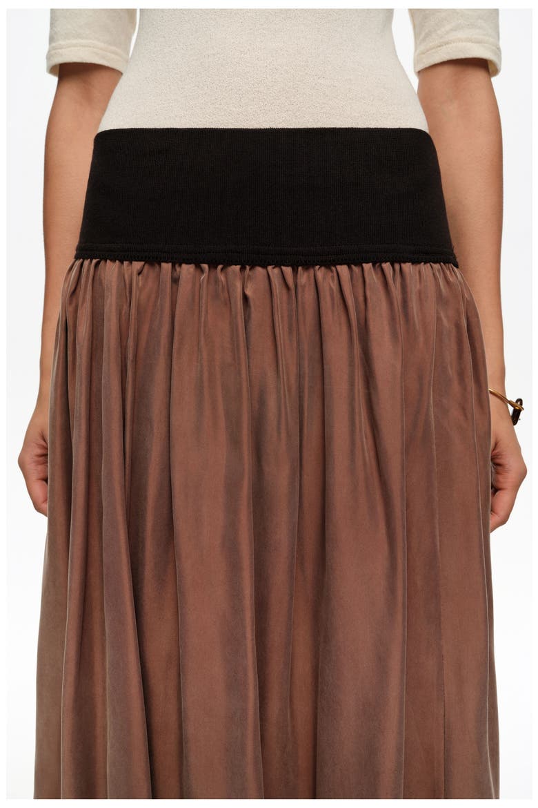 Cupro Flared Skirt, Alternate, color, WASHED BROWN
