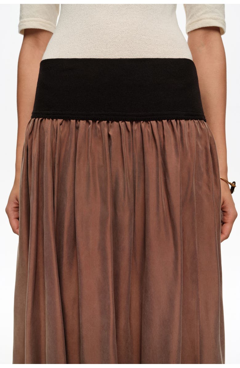 Bimba y Lola Cupro Flared Skirt, Alternate, color, Washed Brown