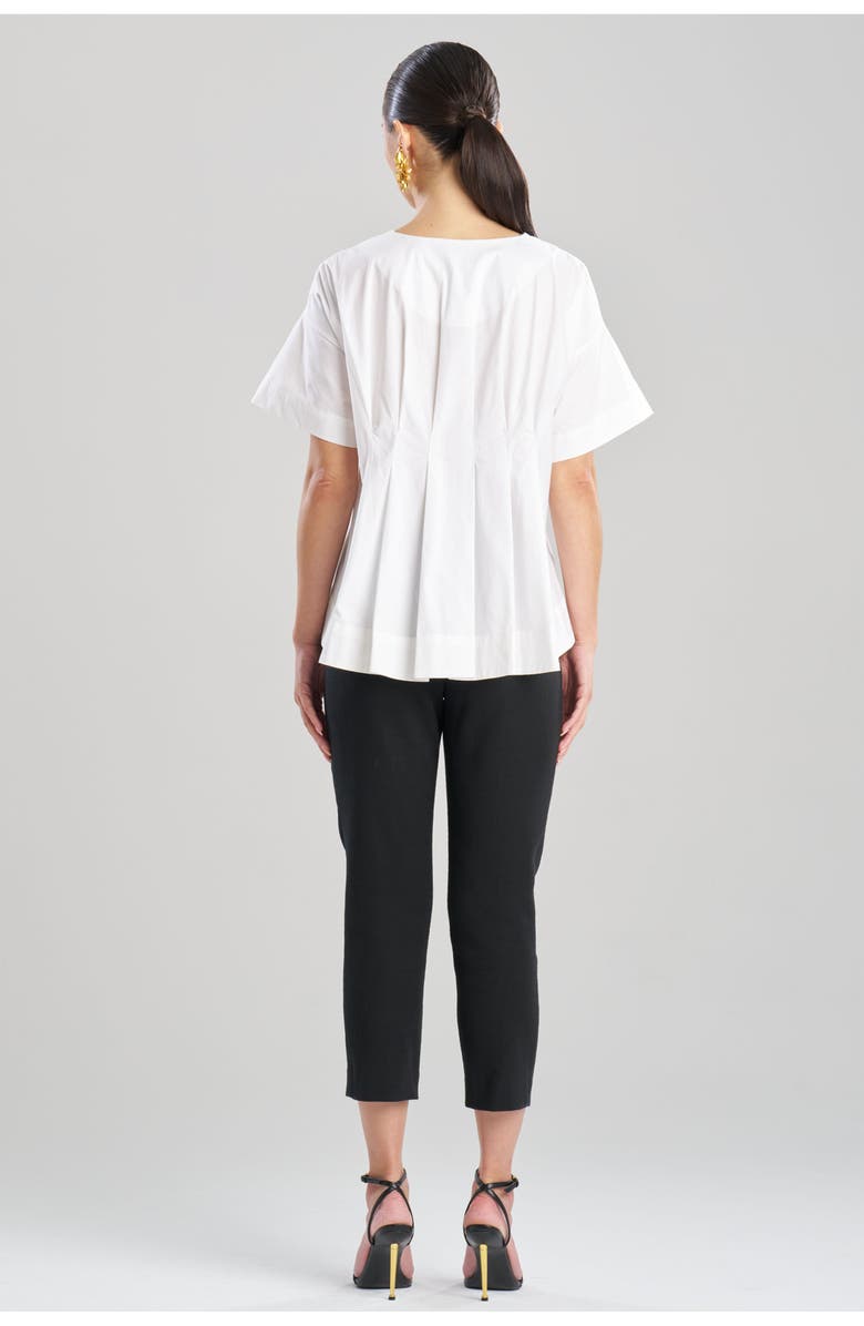 Natori Cotton Poplin Pleated Back Cocoon Shirt, Alternate, color, White