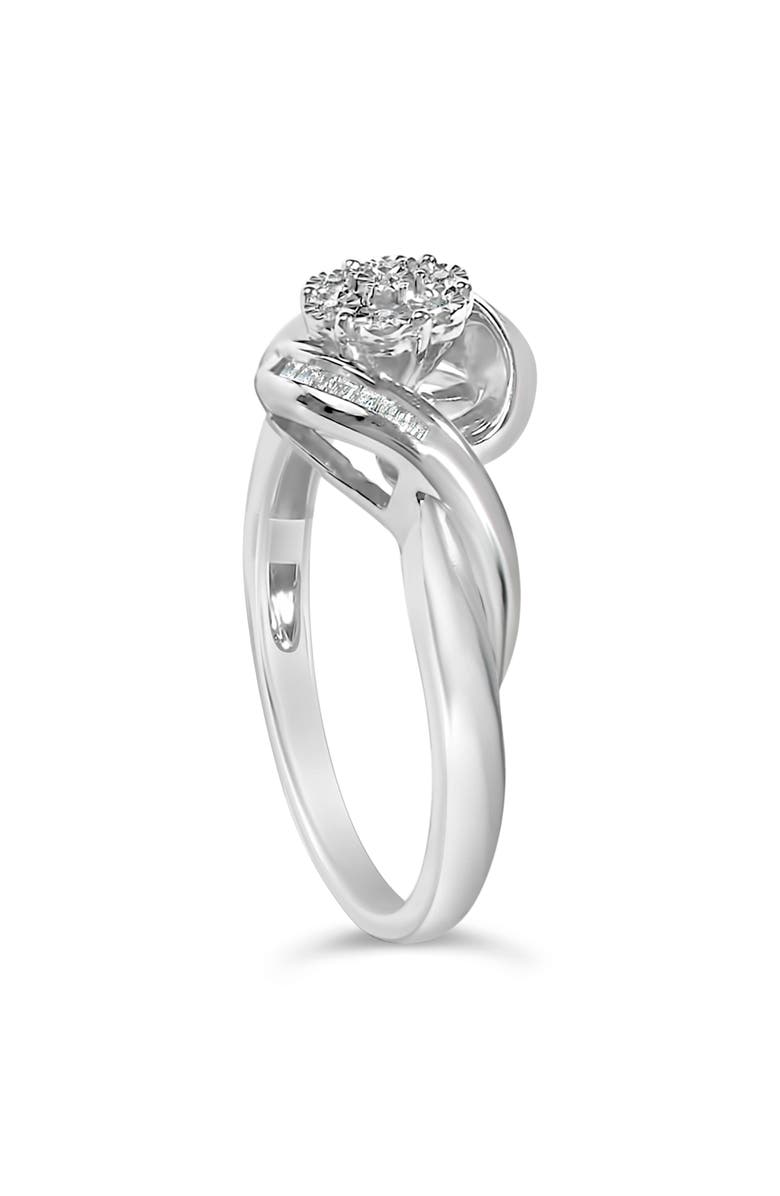 Haus of Brilliance Sterling Silver 1/10 Cttw Diamond Bypass Cluster Ring, Alternate, color, Silver