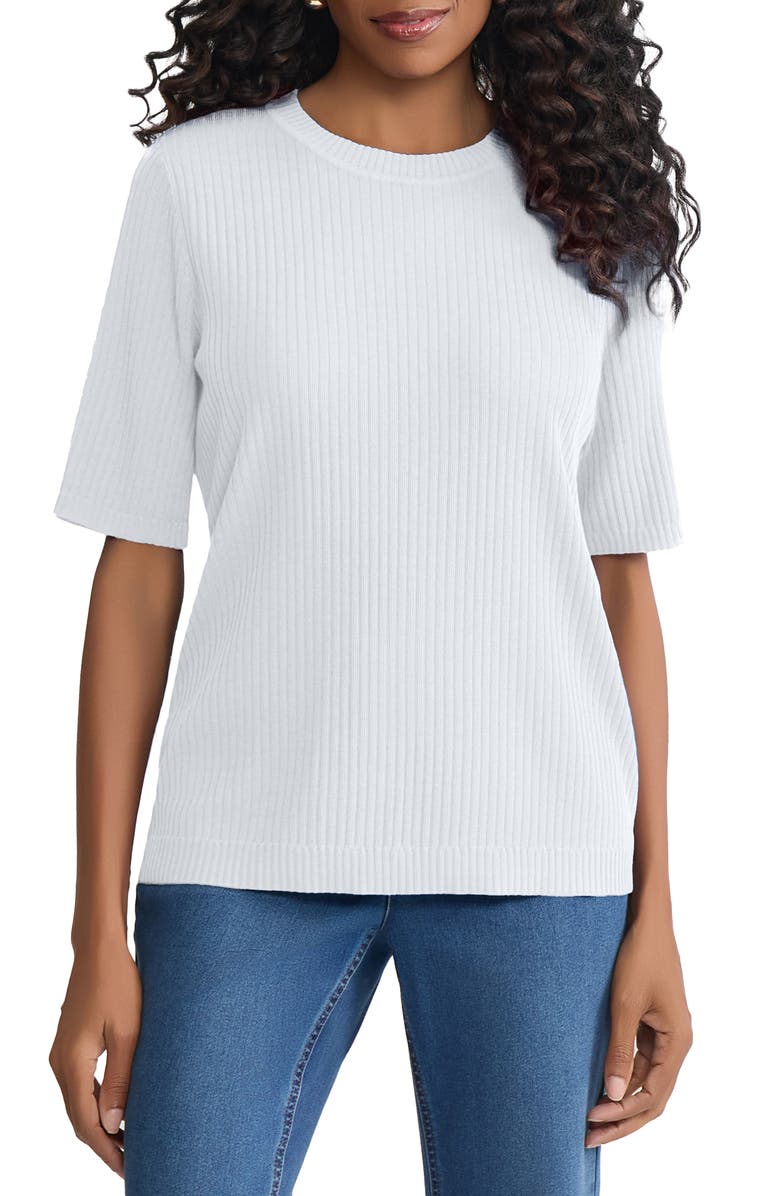 Jones New York Sutton Crewneck Short Sleeve Sweater, Main, color, 