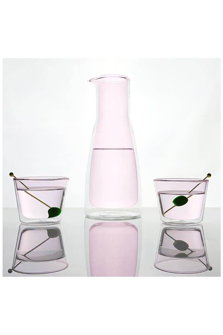 Rocks Glasses & Carafe Set, Alternate, color, PINK