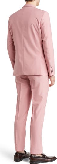 Solid Two Button Notch Lapel Slim Fit Suit