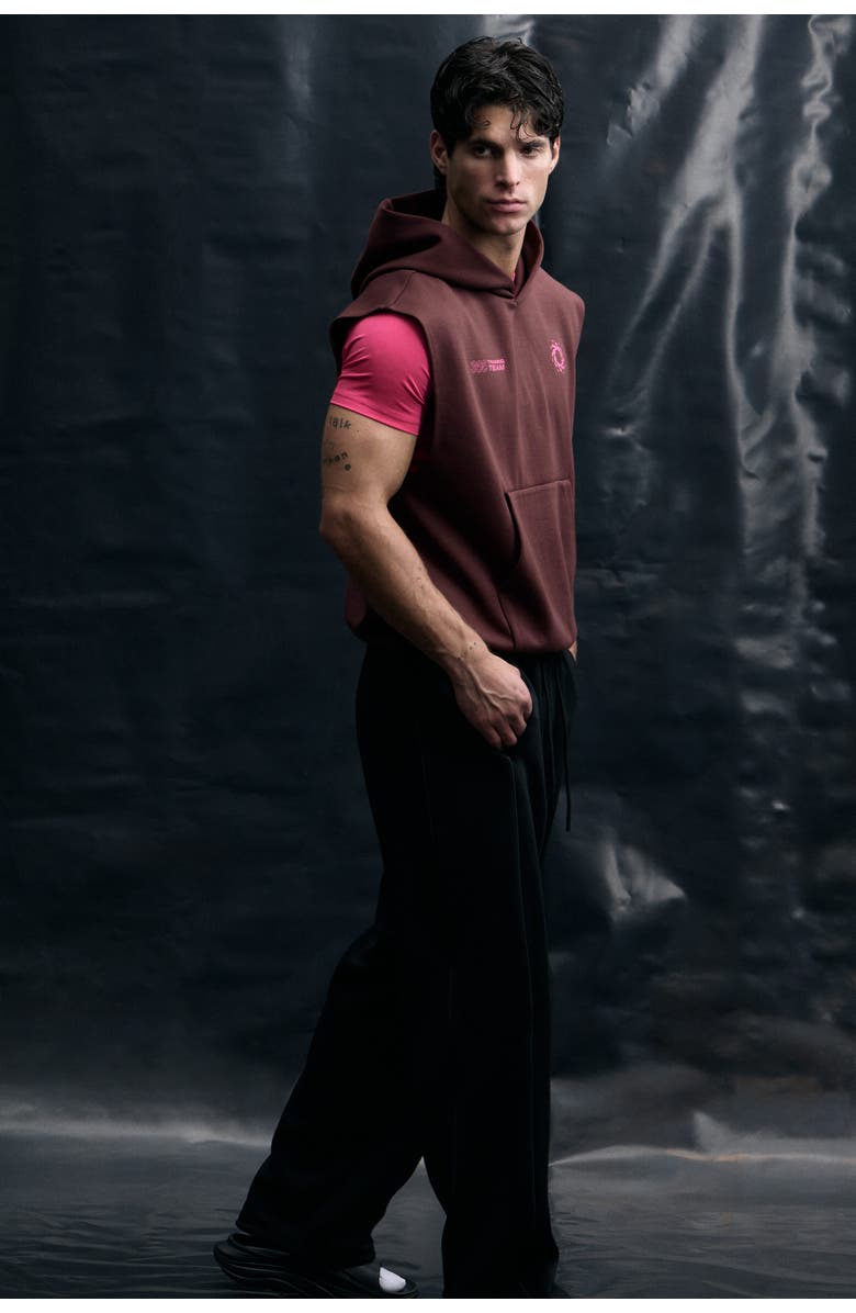 H&M Sleeveless Sports Hoodie With Drymove, Alternate, color, Burgundy/365 Training Team