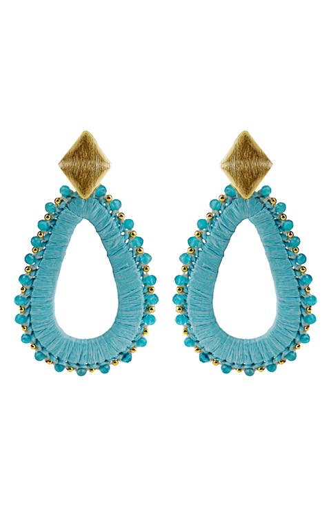 Raffia Wrapped Drop Earrings