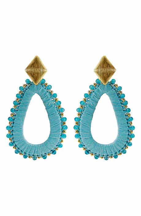 Panacea Raffia Wrapped Drop Earrings
