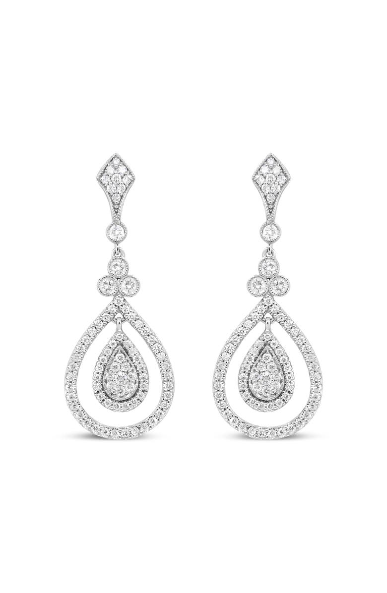 Haus of Brilliance 18K White Gold 1 1/4 Ctw Round Diamond Openwork Teardrop-Shaped Dangle Earrings, Main, color, White