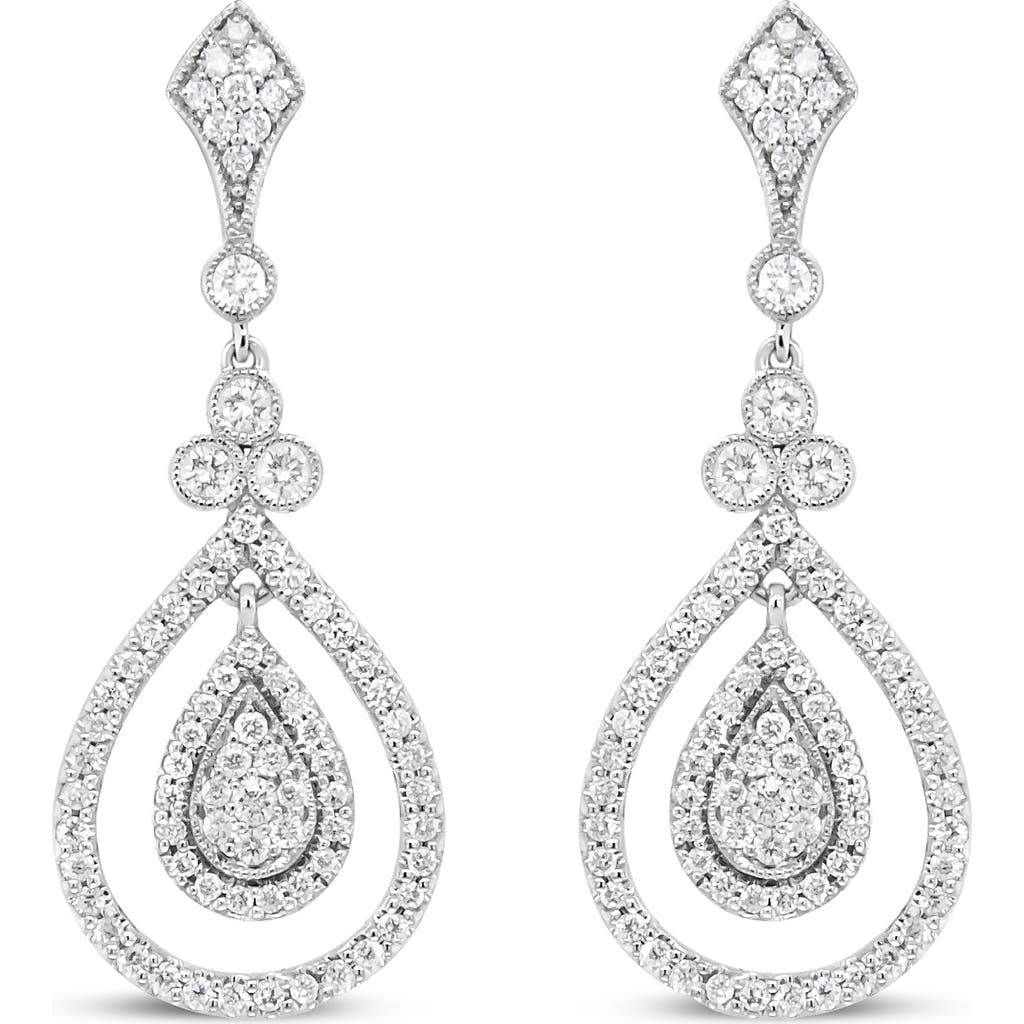 Haus Of Brilliance 18k White Gold 1 1/4 Ctw Round Diamond Openwork Teardrop-shaped Dangle Earrings