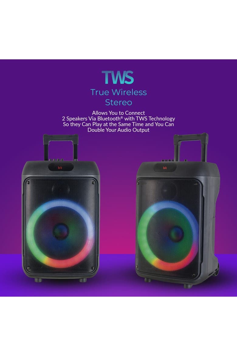 12" Portable RBG Light Party Speaker W/ Microphone, Alternate, color, Black