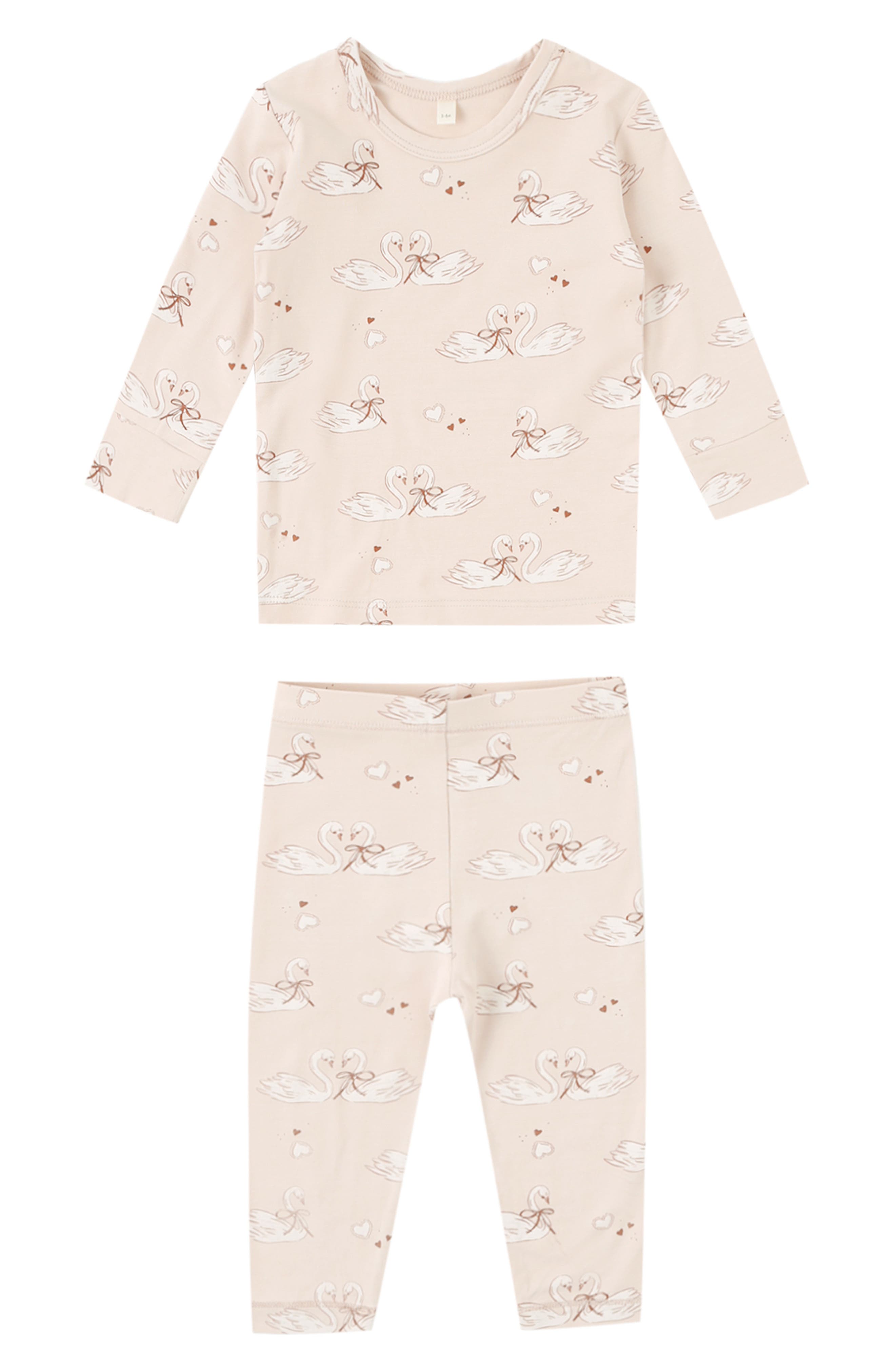 Swan Print Fitted Pajamas