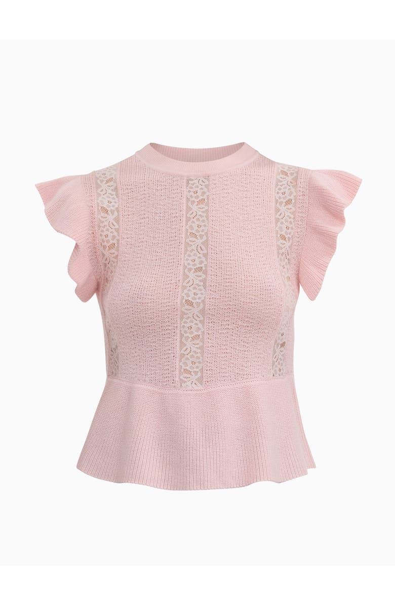 Rebecca Taylor Rhea Lace Knit Sweater, Alternate, color, Peony Pink