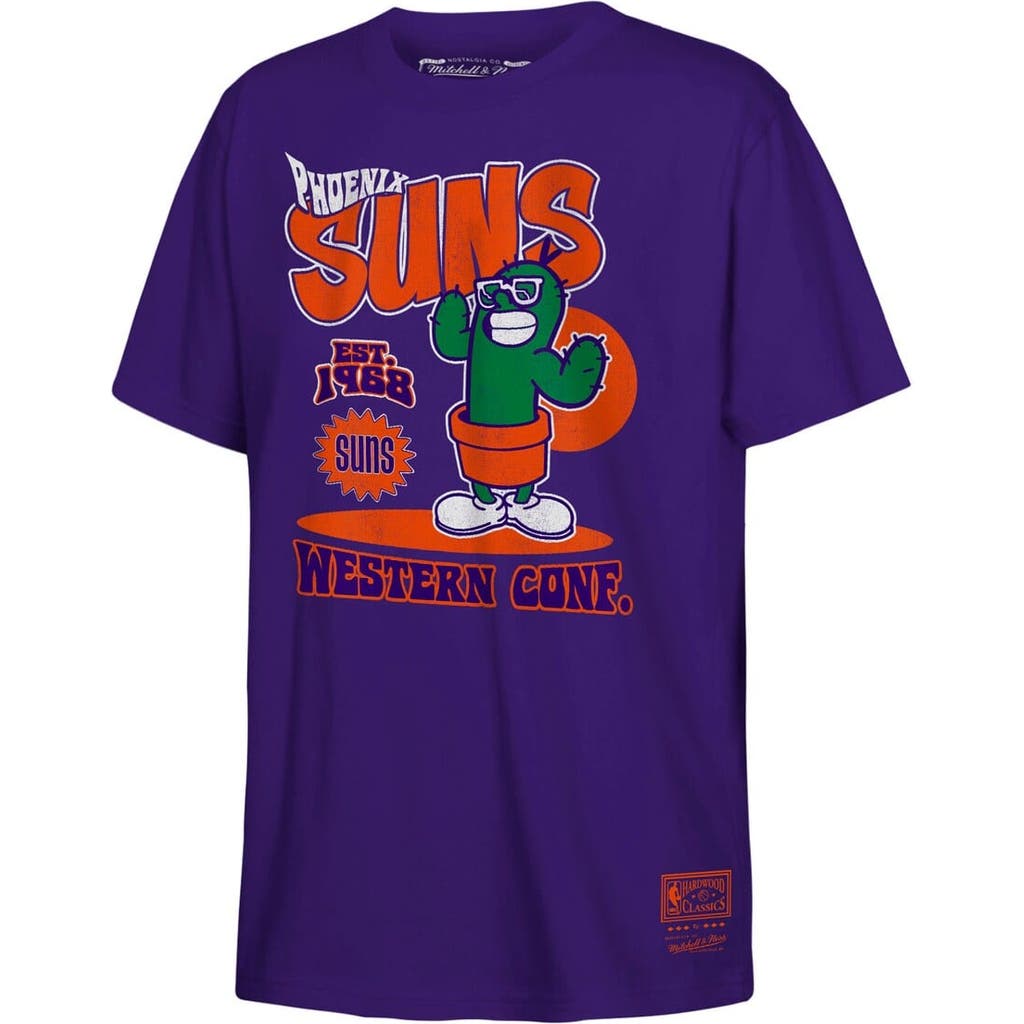 Mitchell & Ness Kids' Youth Purple Phoenix Suns Retro Mascot Script T-shirt