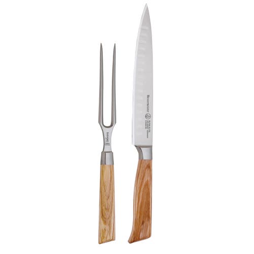 Messermeister Oliva Elite 2 Piece Kullenschliff Carving Set In Brown
