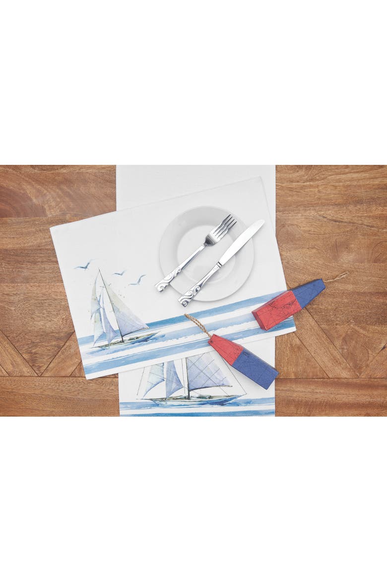 Let Your Dreams Set Sail Embroidered Dining Table Runner, Alternate, color, Blue