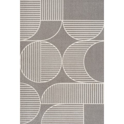 Nordby High-Low Geometric Arch Scandi Striped Indoor/Outdoor Area Rug