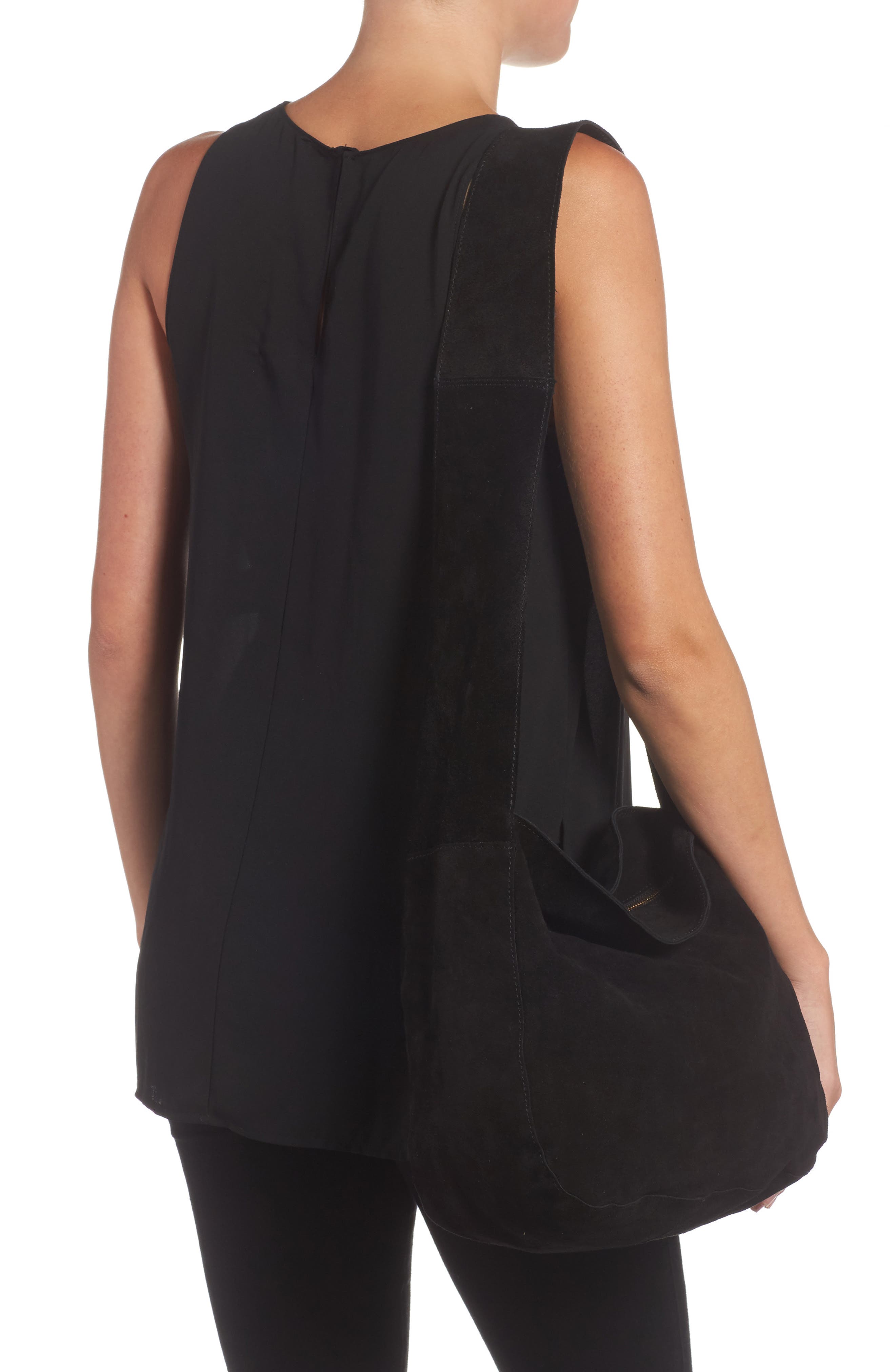 Topshop Susie Mini Leather Hobo, Alternate, color, 