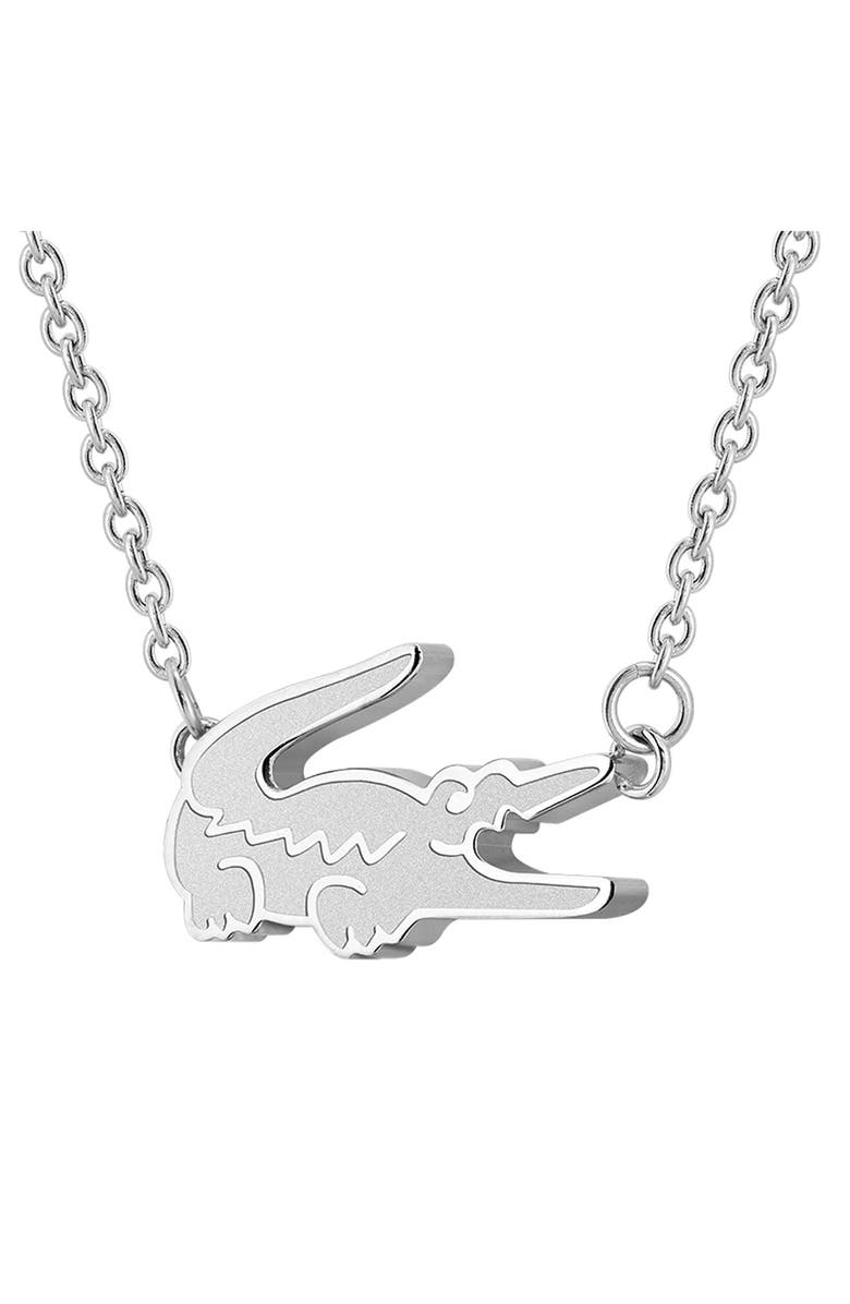 Lacoste Crocodile Necklace, Alternate, color, Silver