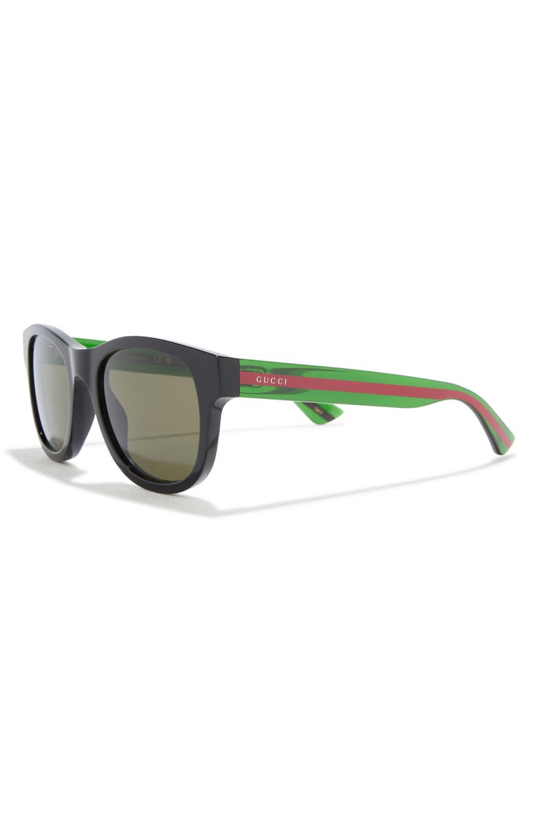 Gucci 52mm Square Sunglasses, Alternate, color, Black Green Green